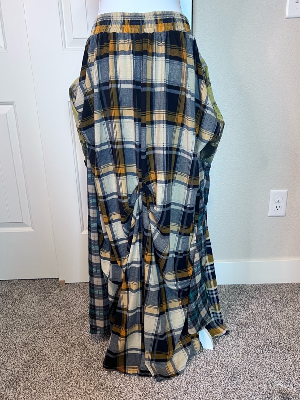 TOV Noir The Damsel's Yellow Plaid Flowing Maxi Skirt Pockets!! Sz EU42 US10 - Picture 4 of 16